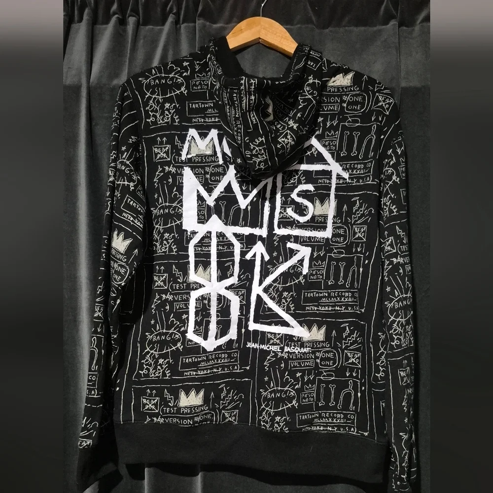 Basquiat Black Graphic Hoodie Sweater